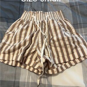 Striped Tan and White Women's Shorts